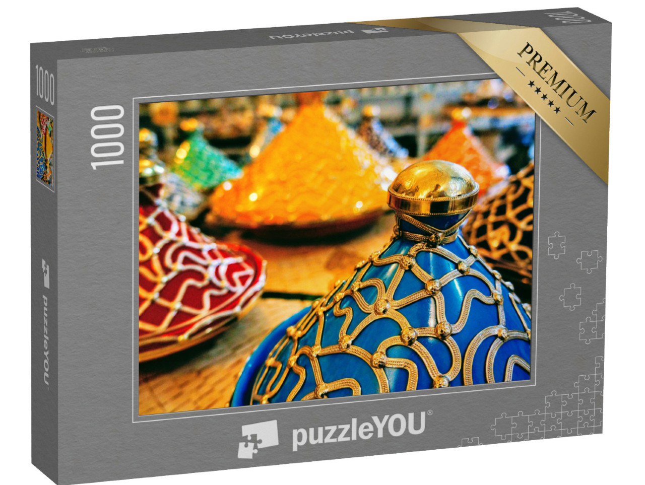 Puzzle 1000 Teile „Farbenprächtige Tajine-Töpfe, Marokko“