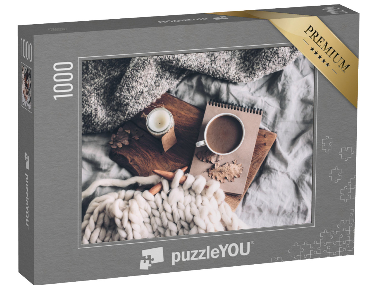 Puzzle 1000 Teile „Gemütliche Auszeit mit Kaffee und Strickarbeit“