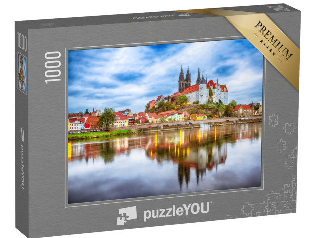 Puzzle 1000 Teile „Albrechtsburg und der Dom an der Elbe im Sonnenuntergang, Meißen“