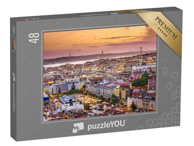 Puzzle 48 Teile „Lissabon im Sonnenuntergang, Portugal“