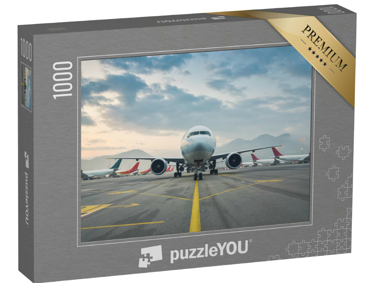 Puzzle 1000 Teile „Passagierflugzeug auf dem internationalen Flughafens Hongkong“