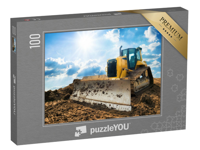 Puzzle 100 Teile „Gelber Bagger auf einer neuen Baustelle “