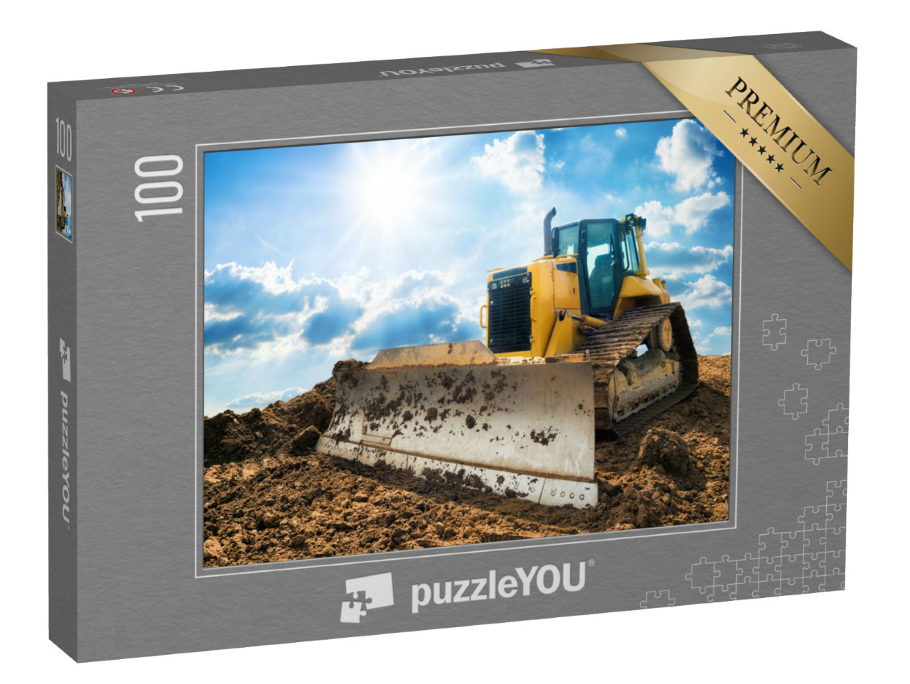Puzzle 100 Teile „Gelber Bagger auf einer neuen Baustelle “