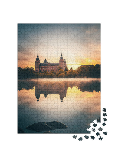 Puzzle 1000 Teile „Sonnenaufgang über der Johannisburg in Aschaffenburg, Deutschland“