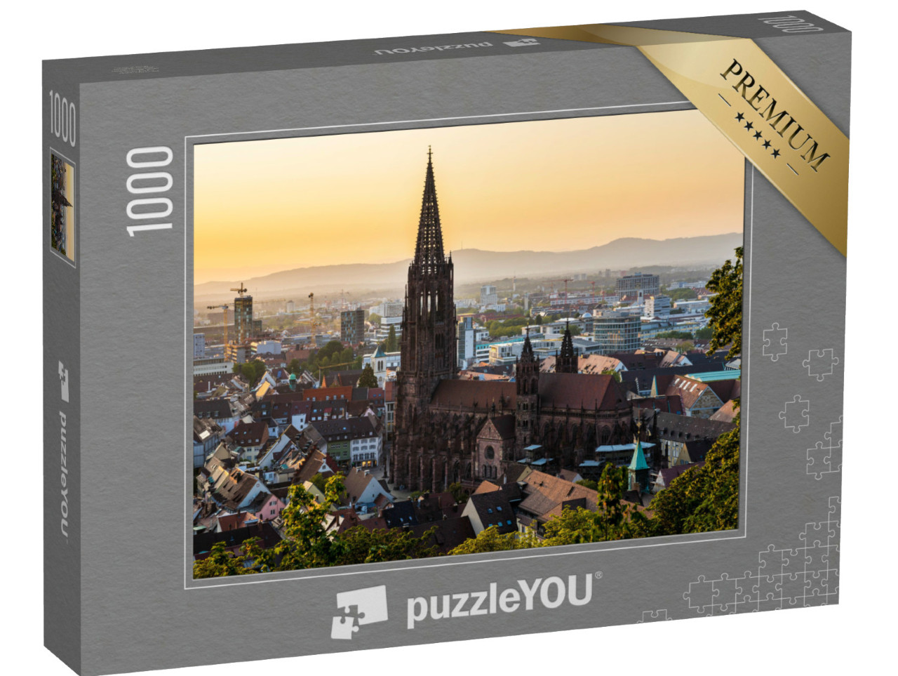 Puzzle 1000 Teile „Sonnenuntergang über Freiburg im Breisgau, Deutschland“