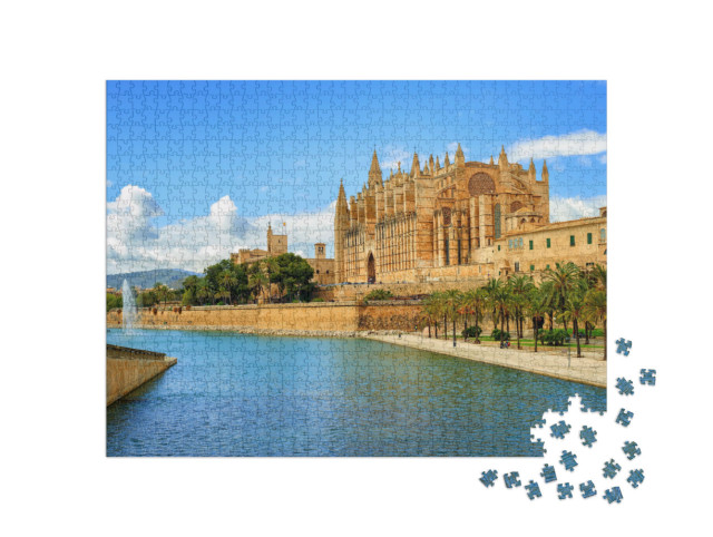 Puzzle 1000 Teile „La Seu, die gotische mittelalterliche Kathedrale von Palma de Mallorca, Spanien“