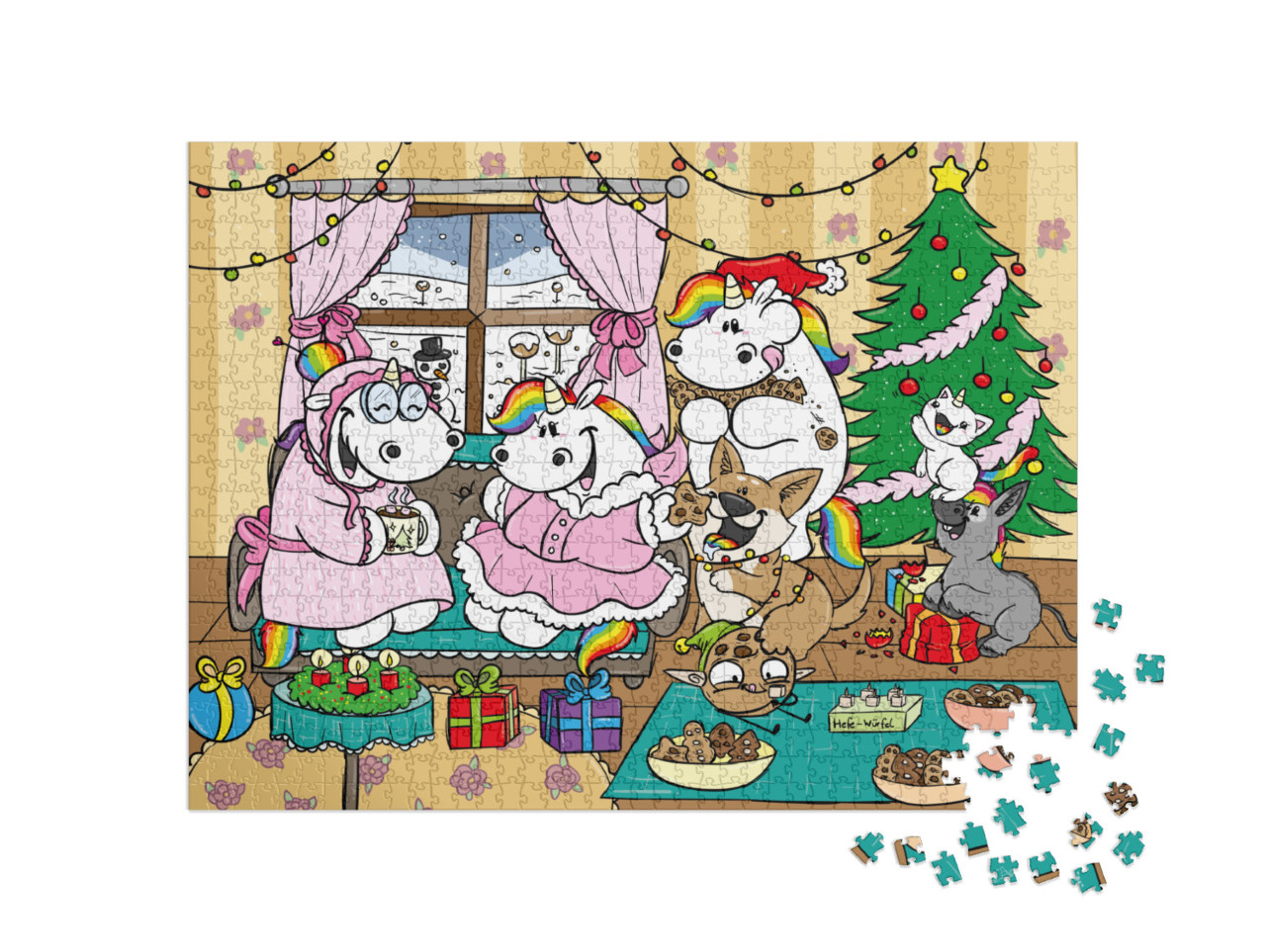 Puzzle 1000 Teile „Pummeleinhorn: Pummel & Friends - Pummel-Weihnachten“