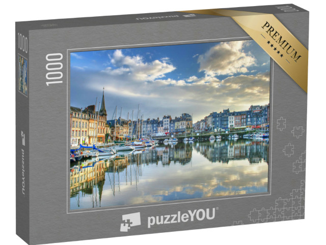 Puzzle 1000 Teile „Blick auf die alte Hafenstadt Honfleur in der Normandie“