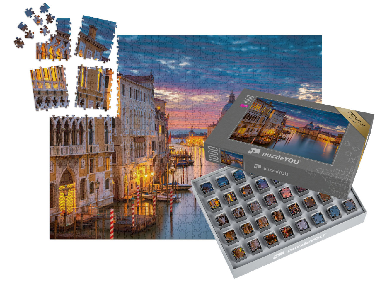 Puzzle „Ruhige Abendstimmung auf dem Canale Grande, Venedig, Italien“ | SMART SORTED® 1000 Teile