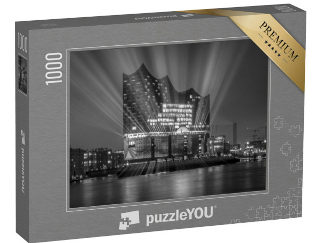 Puzzle 1000 Teile „Panorama des Hamburger Hafens bei Nacht“