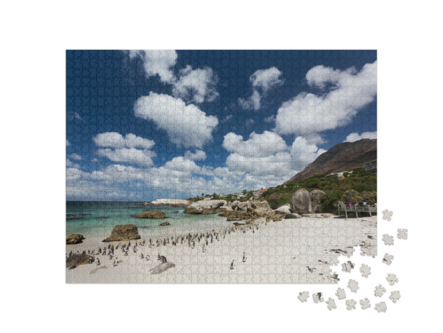 Puzzle 1000 Teile „Pinguine spazieren am Strand, Boulders Beach, Kapstadt, Südafrika“