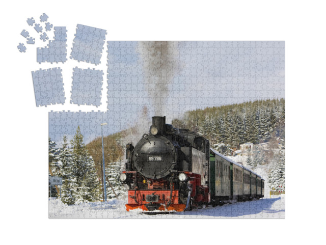 Puzzle „Dampfzug der Fichtelbergbahn nahe Oberwiesenthal, Deutschland“ | SMART SORTED® 1000 Teile