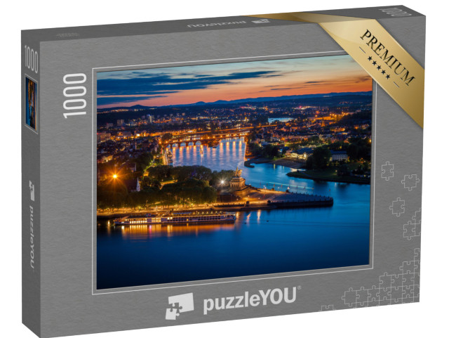 Puzzle 1000 Teile „Panorama von Koblenz bei Nacht“