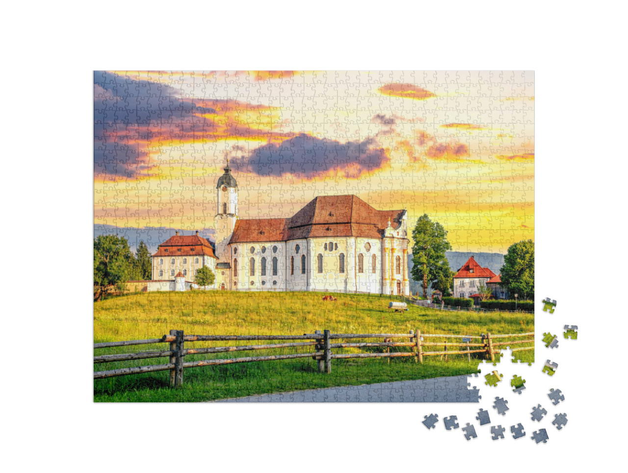 Puzzle 1000 Teile „Wieskirche in Steingaden, Bayern, Deutschland“