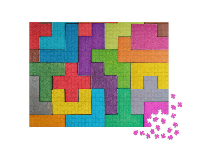 Puzzle 1000 Teile „Logisch und Kreativ: Muster aus geometrischen Holzklötzen“