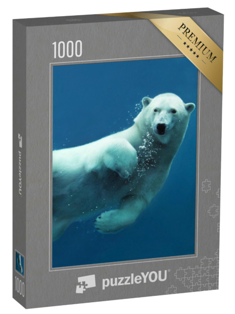 Puzzle 1000 Teile „Nahaufnahme eines schwimmenden Eisbären unter Wasser“