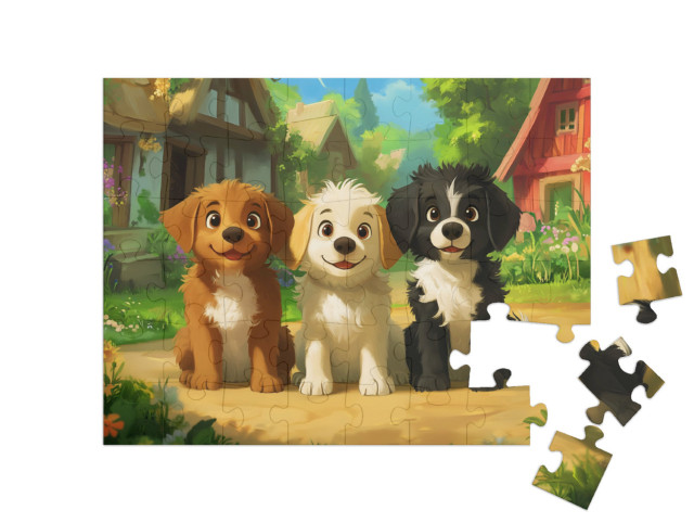 Puzzle 48 Teile „Spaß mit dem Hunde-Trio“