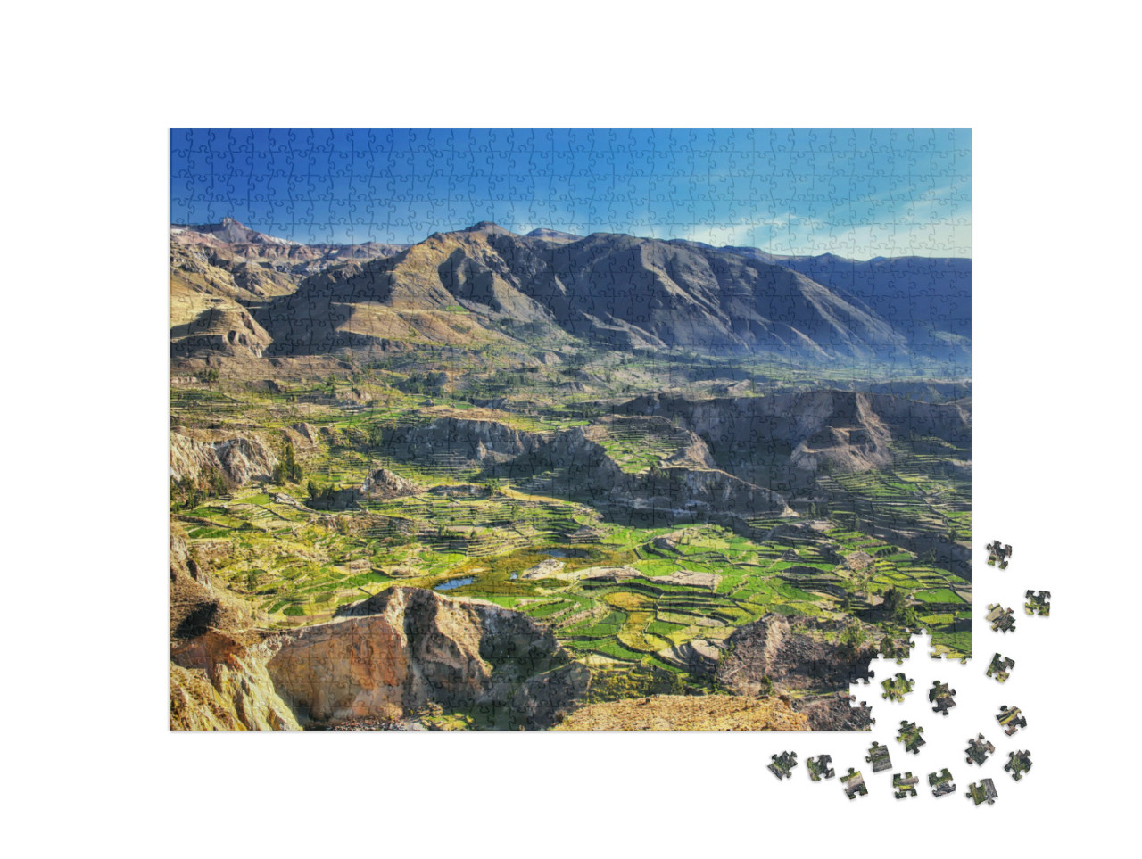 Puzzle 1000 Teile „Stufenterrassen im Colca Canyon in Peru: 3279 Meter tief“