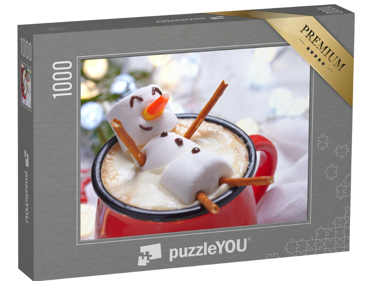Puzzle 1000 Teile „Marshmallow Schneemann im Kakao“