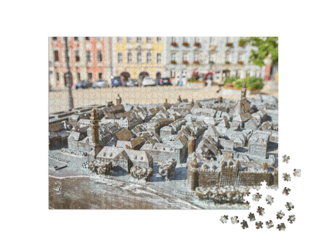 Puzzle 1000 Teile „Miniatur-Stadtbild von Bautzen auf dem Marktplatz von Bautzen, Deutschland“