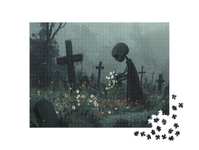 Puzzle 1000 Teile „Halloween Friedhof“