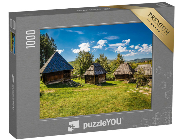 Puzzle 1000 Teile „Ethno Dorf von Sirogojno - Zlatibor, Serbien“