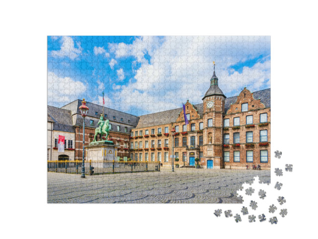 Puzzle 1000 Teile „Rathaus und Reiterstandbild von Jan Wellem, Düsseldorf“