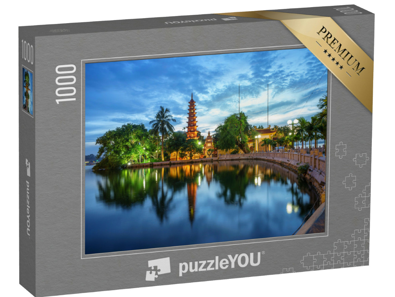 Puzzle 1000 Teile „Panoramablick auf die Tran Quoc Pagode, Tempel in Hanoi, Vietnam“