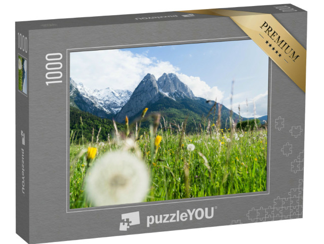 Puzzle 1000 Teile „Zugspitze in Blumenwiesen“