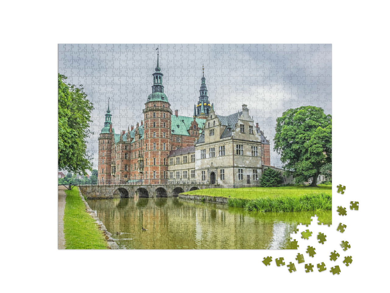 Puzzle 1000 Teile „Außenansicht von Schloss Frederiksborg in Dänemark“