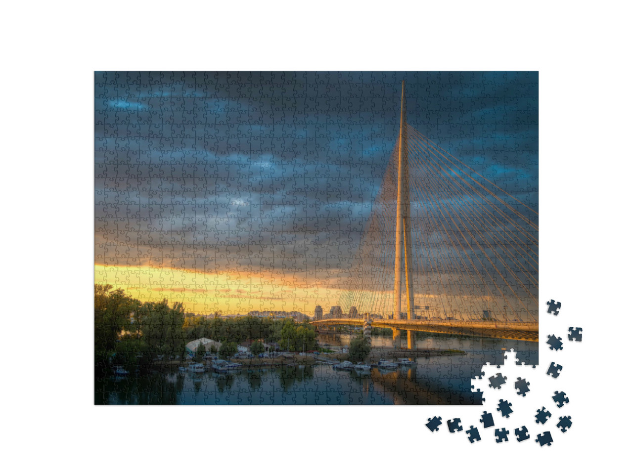 Puzzle 1000 Teile „Hängebrücke in Belgrad - Most na Adi“