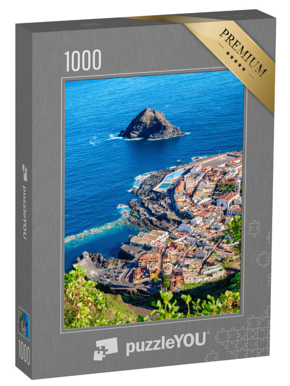 Puzzle 1000 Teile „Luftaufnahme des Dorfes Garachico am Atlantik, Teneriffa, Spanien“