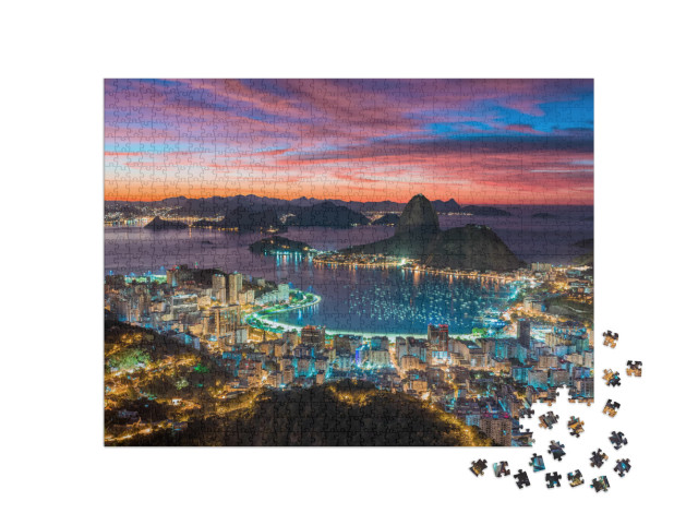 Puzzle 1000 Teile „Sonnenuntergang in Rio de Janeiro, Brasilien“