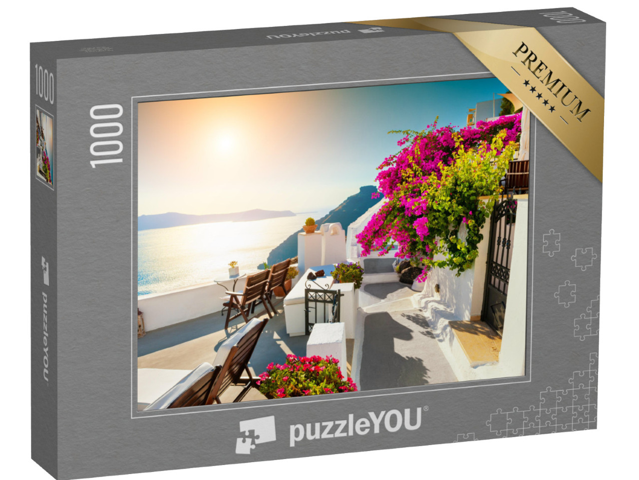 Puzzle 1000 Teile „Sonnenuntergang auf Santorini, Griechenland“