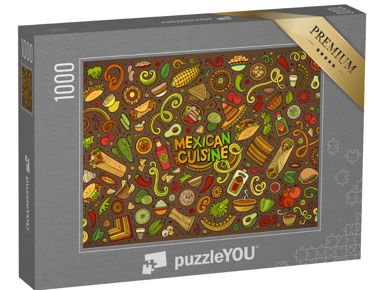 Puzzle 1000 Teile „Bunte Mischung von typisch mexikanischen Symbolen“