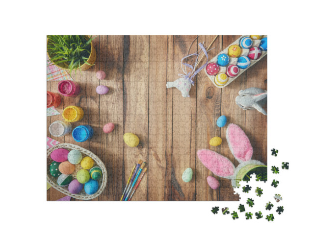 Puzzle 1000 Teile „Frohe Ostern! Ostereier als Tischdekoration für die Feiertage“