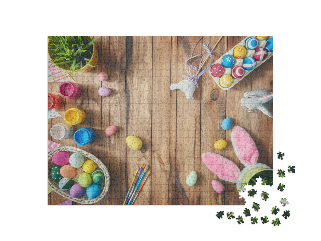 Puzzle 1000 Teile „Frohe Ostern! Ostereier als Tischdekoration für die Feiertage“