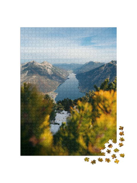Puzzle 1000 Teile „Panoramablick auf den Achensee im Sonnenaufgang, Österreich“