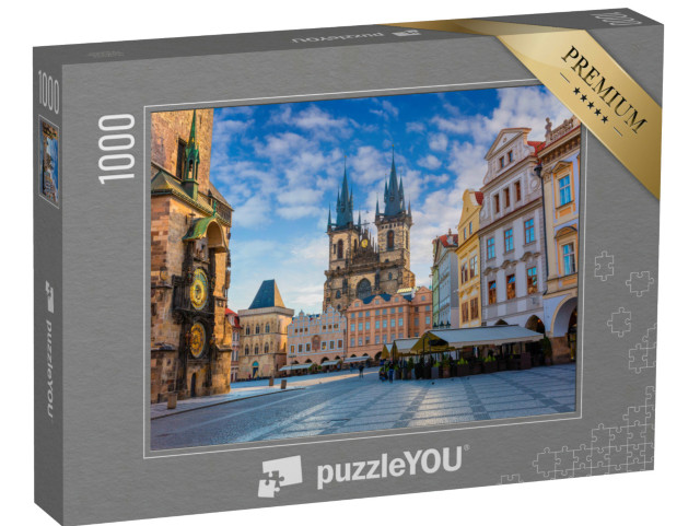 Puzzle 1000 Teile „Frühlingsmorgen: Altstädter Ring mit Tyn Kirche, Prag, Tschechische Republik“