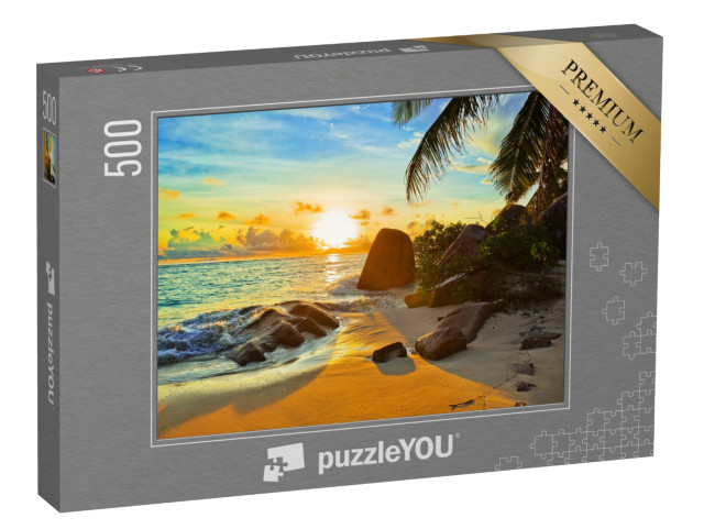 Puzzle 500 Teile „Tropischer Strand im Sonnenuntergang“