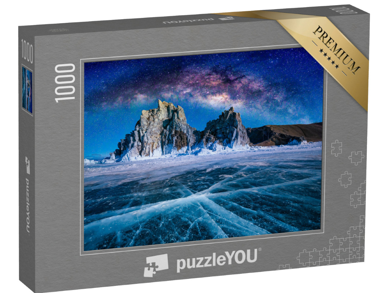 Puzzle 1000 Teile „Schamanka-Felsen und Milchstraße am Himmel,  Sibirien“