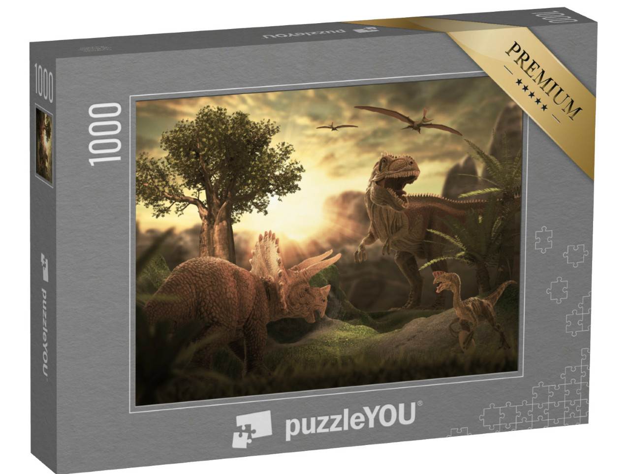 Puzzle 1000 Teile „Tyrannosaurus Rex auf Beutejagd“