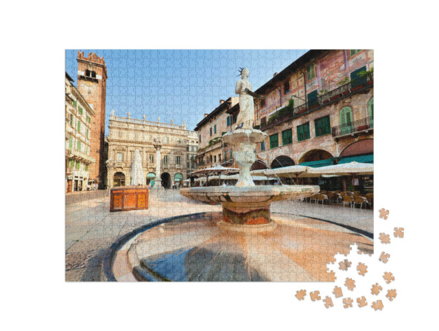 Puzzle 1000 Teile „Blick auf das Zentrum der Stadt Verona, Italien“
