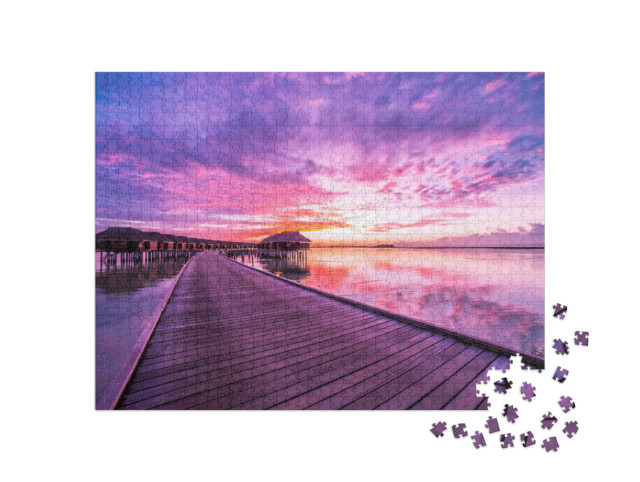 Puzzle 1000 Teile „Atemberaubender Sonnenuntergang auf den Malediven“