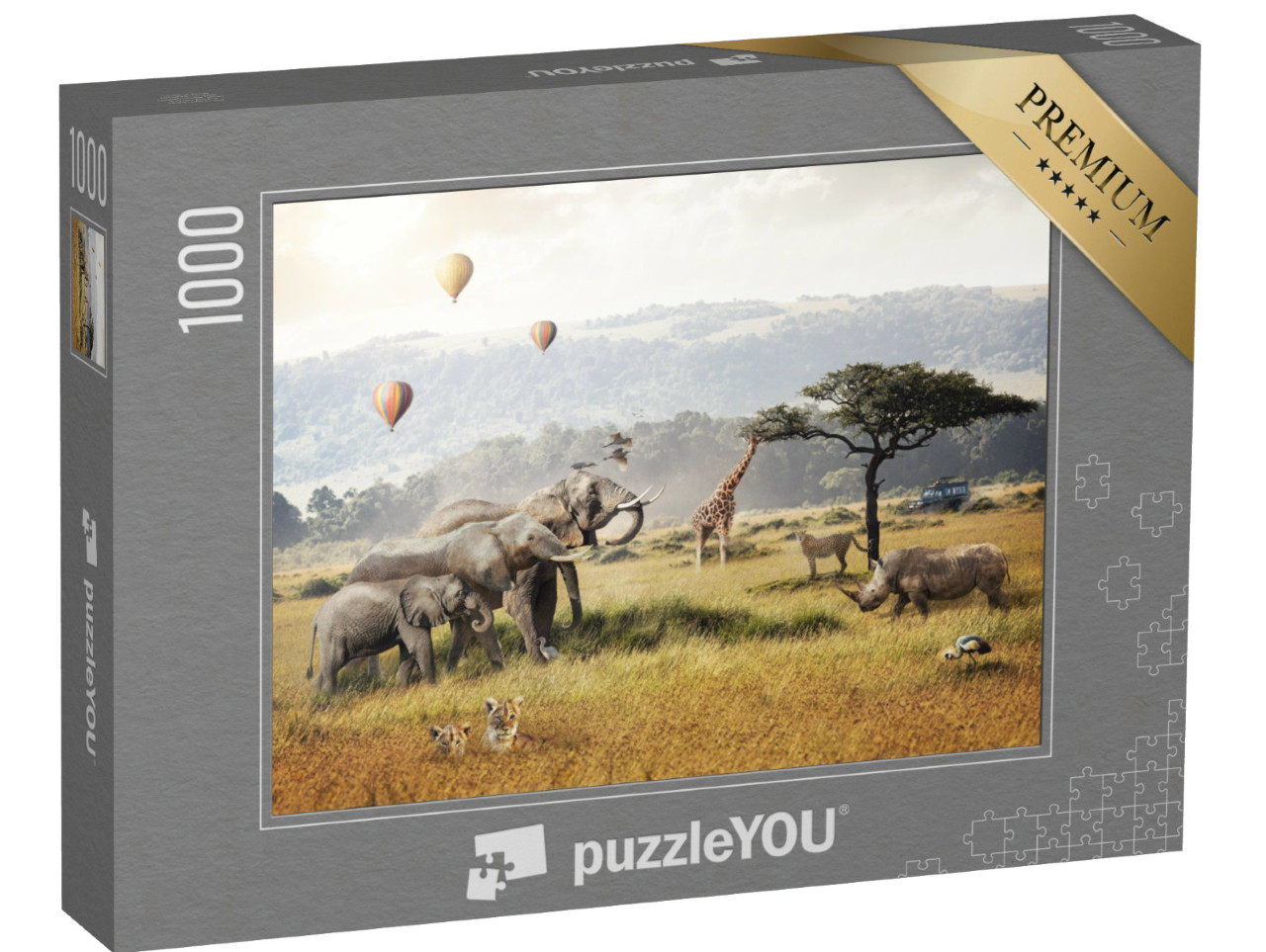 Puzzle 1000 Teile „Heißluftballons und Safari in Kenia“