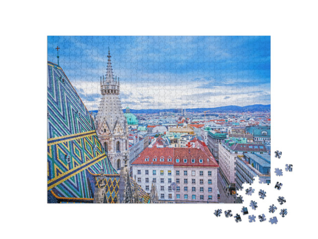 Puzzle 1000 Teile „Blick von oben auf Wien, Österreich“