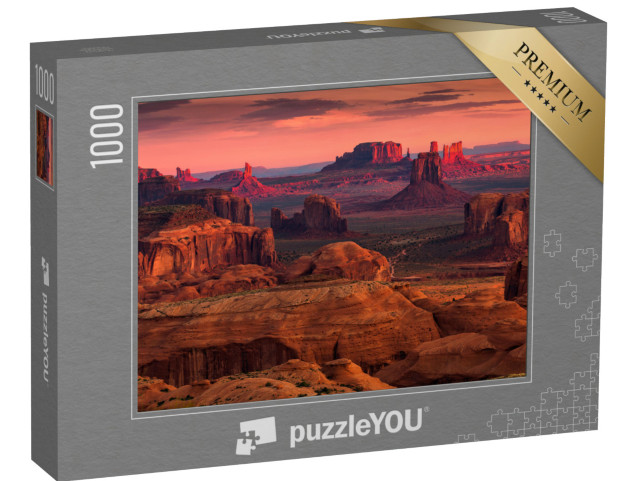 Puzzle 1000 Teile „Sonnenaufgang in Hunts Mesa, Monument Valley, Arizona, USA“