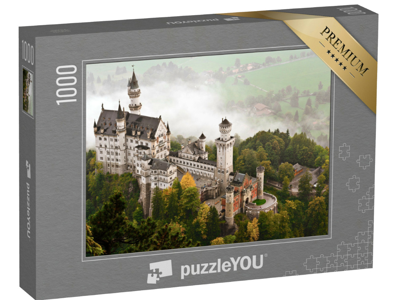 Puzzle 1000 Teile „Schloss Neuschwanstein im Nebel, Bayern“