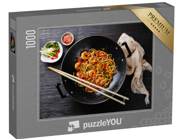 Puzzle 1000 Teile „Udon Wok-Nudeln mit Garnelen und Gemüse“