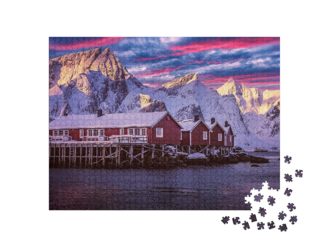 Puzzle 1000 Teile „Wunderschöne Morgenlandschaft auf den Lofoten“